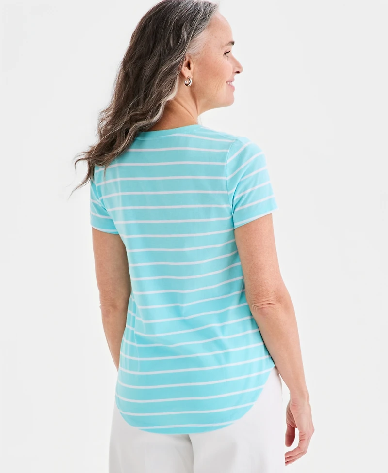 Style & Co Petite Short-Sleeve Stripe Crewneck T-Shirt, Macy's Exclusive