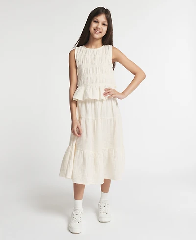 Calvin Klein Girls' 7-16 Crinkle Knit Sleeveless Top