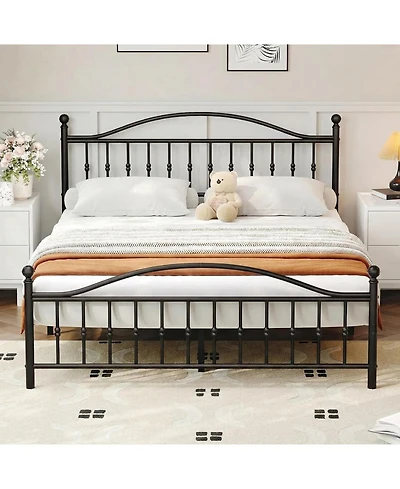 gaomon Size Metal Platform Bed Frame with Victorian Style Wrought Iron-Art Headboard and Footboard,Mattress Foundation,Under Bed Storage,Noise