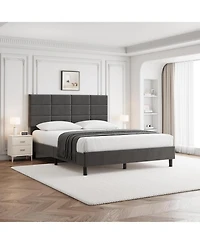 gaomon Queen Linen Upholstered Platform Bed, Adjustable Headboard, Noise-Free Mattress Foundation, Strong Slats, No Box Spring