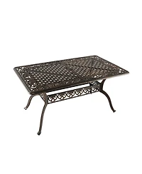 Clihome 59" Cast Aluminum Patio Dining Table with Umbrella Hole for 6
