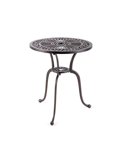 Clihome 24" Round Cast Aluminum Patio Bistro Table with 2" Umbrella Hole