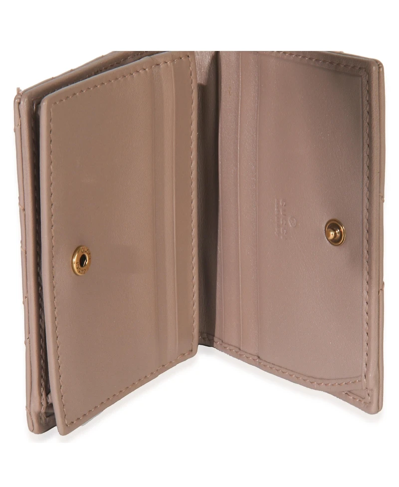 Pre-Owned Gucci Porcelain Rose Matelasse Calfskin Gg Card Case Wallet