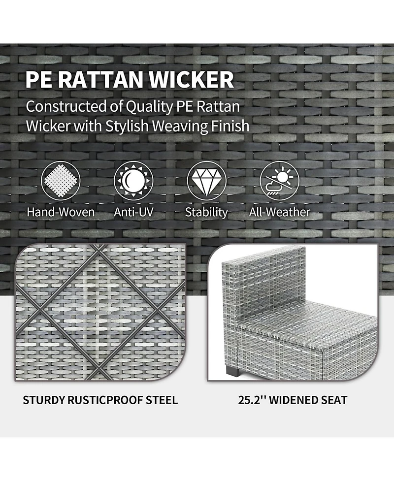gaomon 7-Piece Wicker Patio Sofa Set Pe Rattan Conversation Sectional with Cushions Glass Table