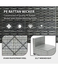 gaomon 7-Piece Wicker Patio Sofa Set Pe Rattan Conversation Sectional with Cushions Glass Table