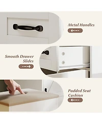 Sugift Farmhouse Vanity Desk with Mirror and Built In Lights