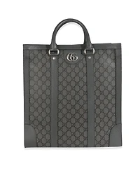 Pre-Owned Gucci Grey Black Gg Coated Canvas Ophidia Medium Tote