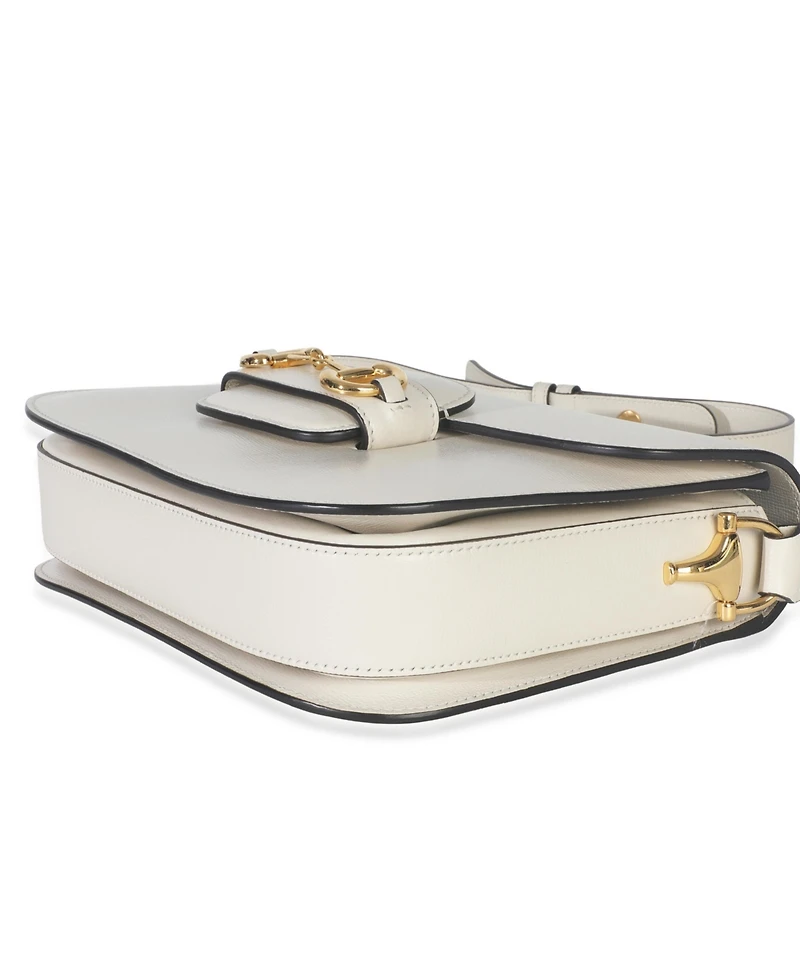 Pre-Owned Gucci Mystic White Azalea Calfskin Horsebit Small 1955 Shoulder Bag