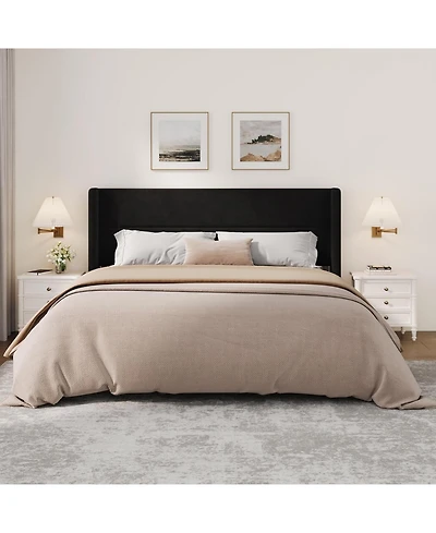 gaomon Soft Upholstered Platform Bed Frame with Wingback Headboard – Sturdy Wooden Slats, Noise-Free, No Box Spring Needed