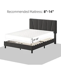 gaomon Bed Frame with Headboard, Strong Wood Slats, No Box Spring Needed, Easy Assembly