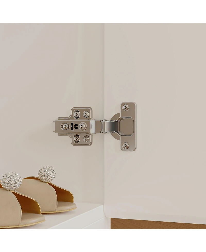 Famapy High Gloss Mirrored Doors Wardrobe Armoires with 4 Mirror Doors