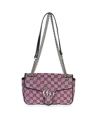 Pre-Owned Gucci Pink Gg Matelasse Diagonal Canvas Small Gg Marmont Shoulder Bag