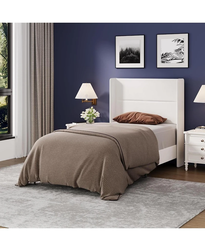 gaomon Soft Upholstered Platform Bed Frame with Wingback Headboard – Sturdy Wooden Slats, Noise-Free, No Box Spring Needed