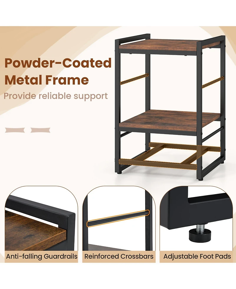 Sugift Industrial Nightstand with Fabric Drawer and Open Storage Shelf