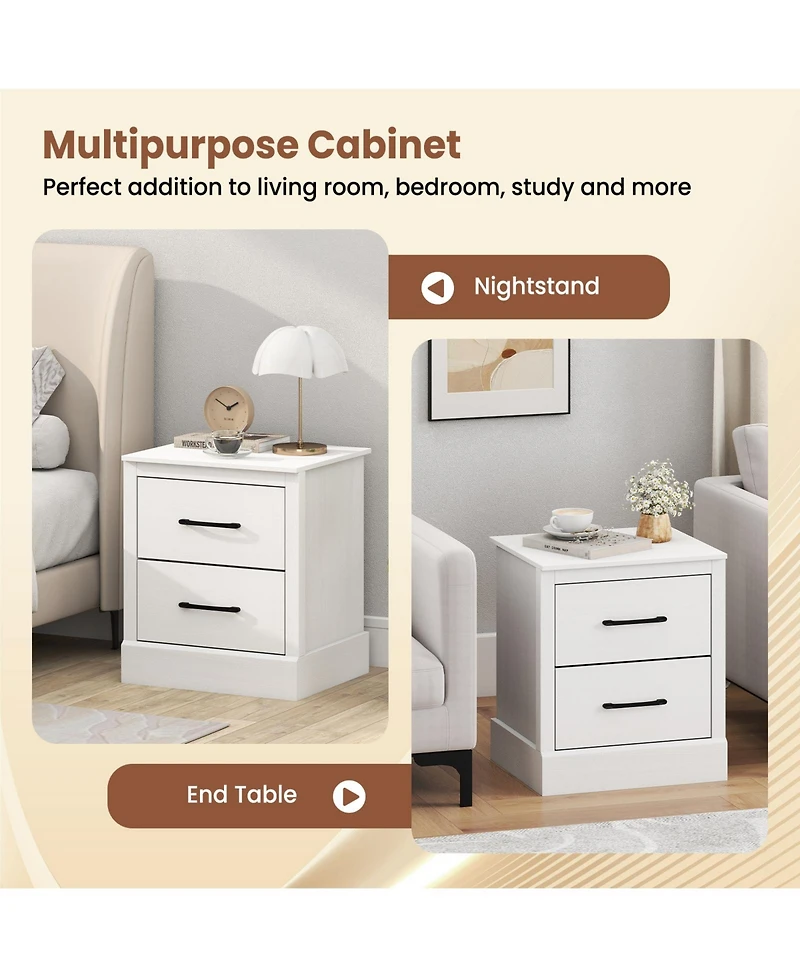 Sugift Compact Wooden Floor Nightstand with Storage Drawers