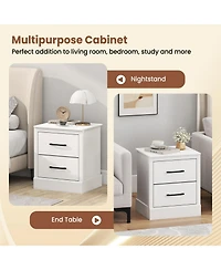 Sugift Compact Wooden Floor Nightstand with Storage Drawers