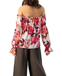 Ivonne Women's Off-Shoulder Long Sleeve Printed Blouse