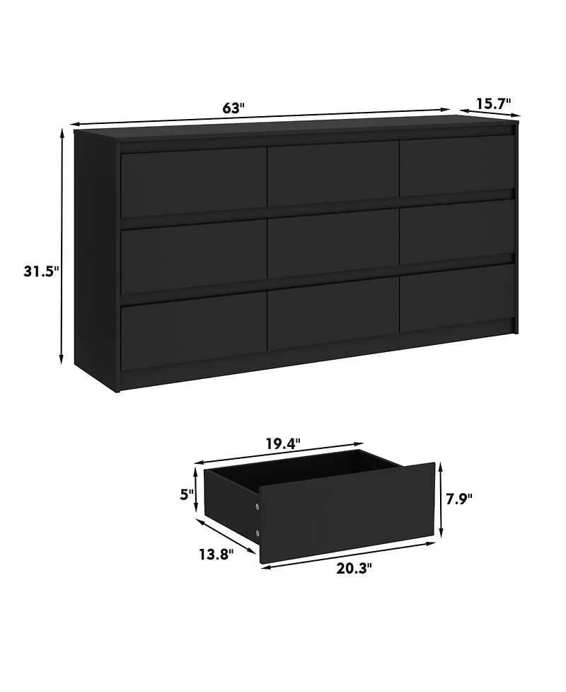 Famapy 9-Drawer Paint Finish Dresser Chest of Drawers