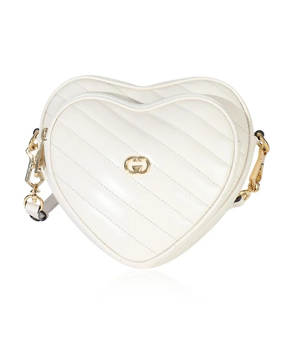 Pre-Owned Gucci Creme Matelasse Calfskin Diagonal Mini Interlocking G Heart Bag