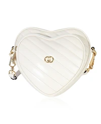 Pre-Owned Gucci Creme Matelasse Calfskin Diagonal Mini Interlocking G Heart Bag