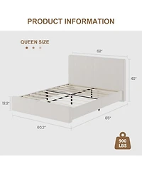 gaomon Upholstered Bed Frame with Headboard, Platform, Wooden Slats, No Box Spring, Noise-Free, Easy Assembly