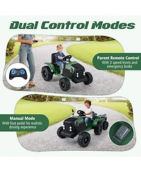 Slickblue Electric 24V Ride On Tractor for Kids with Trailer and Remote