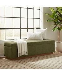 Maison Boucle Upholstered Storage Bench Ottoman, Lift-Top Bedroom End Bench