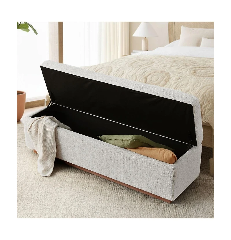 Maison Boucle Upholstered Storage Bench Ottoman, Lift-Top Bedroom End