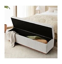 Maison Boucle Upholstered Storage Bench Ottoman, Lift-Top Bedroom End