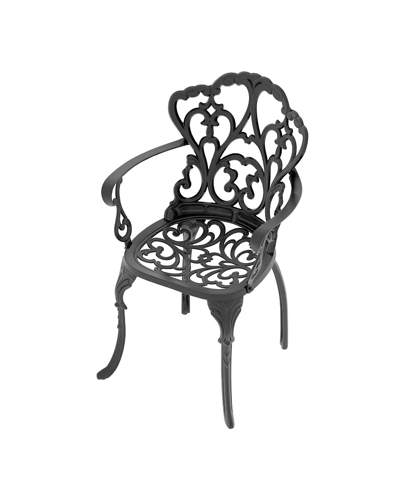 Clihome 2 Piece Cast Aluminum Bistro Chairs Patio Dining Chair with Frame