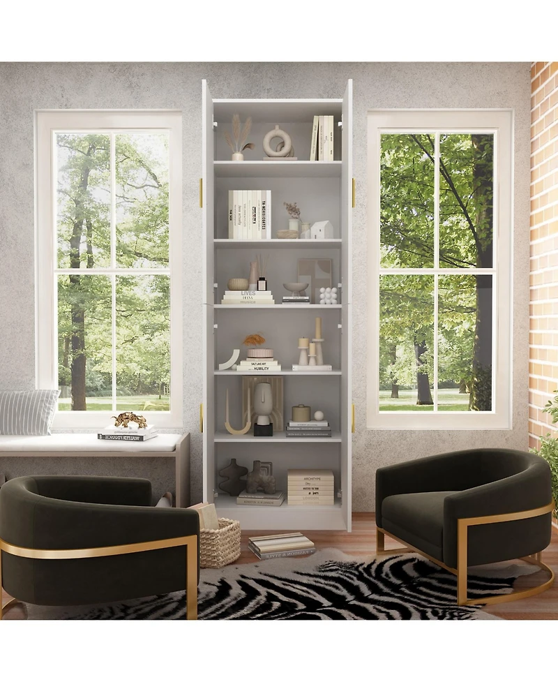 Homsee Modern Wooden Accent Bookcase, Sideboard, with Adjustable Shelves