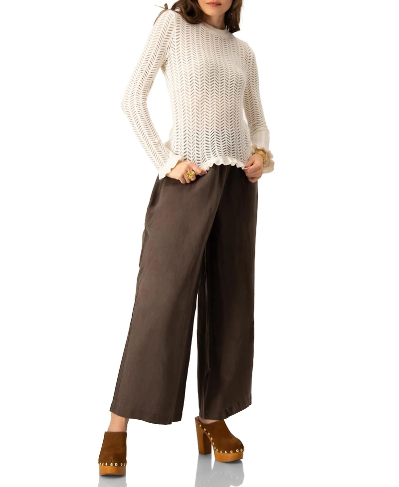 Ivonne Women's Long Sleeve See-Through Knitted Blouse