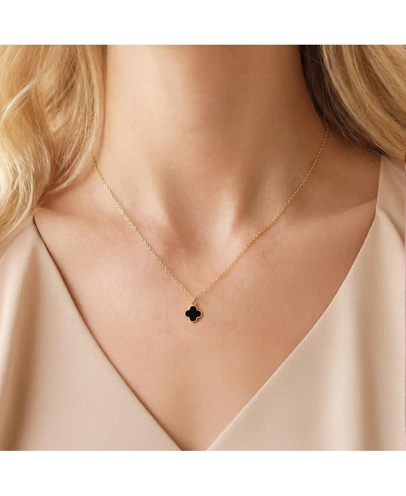 The Lovery Mini Onyx Single Clover Necklace 14K Gold