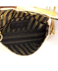 Pre-Owned Fendi Nano Chain Baguette Charm Bag Zucca Embroidered Canvas
