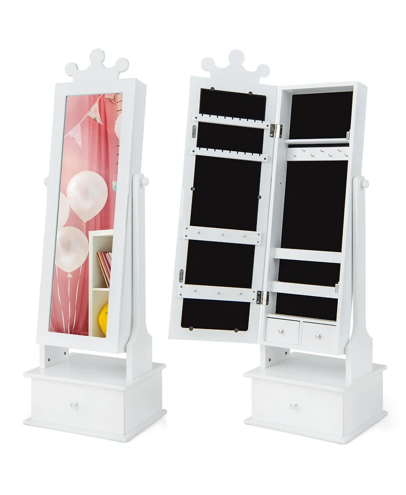 Sugift 2 in 1 Kids Play Jewelry Armoire with Full Length Mirror