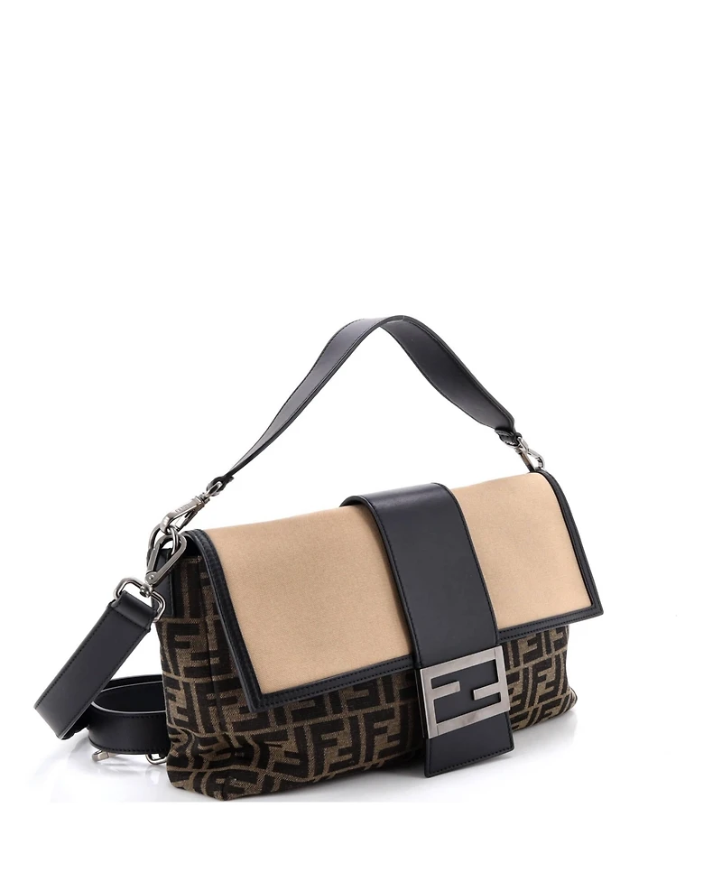 Pre-Owned Fendi Large Baguette Nm Bag Zucca Canvas with Leather