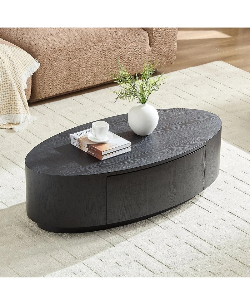 Boyel Living Modern Luxury Oval Coffee Table, Matte Mdf with Storage Drawer for Room Accent