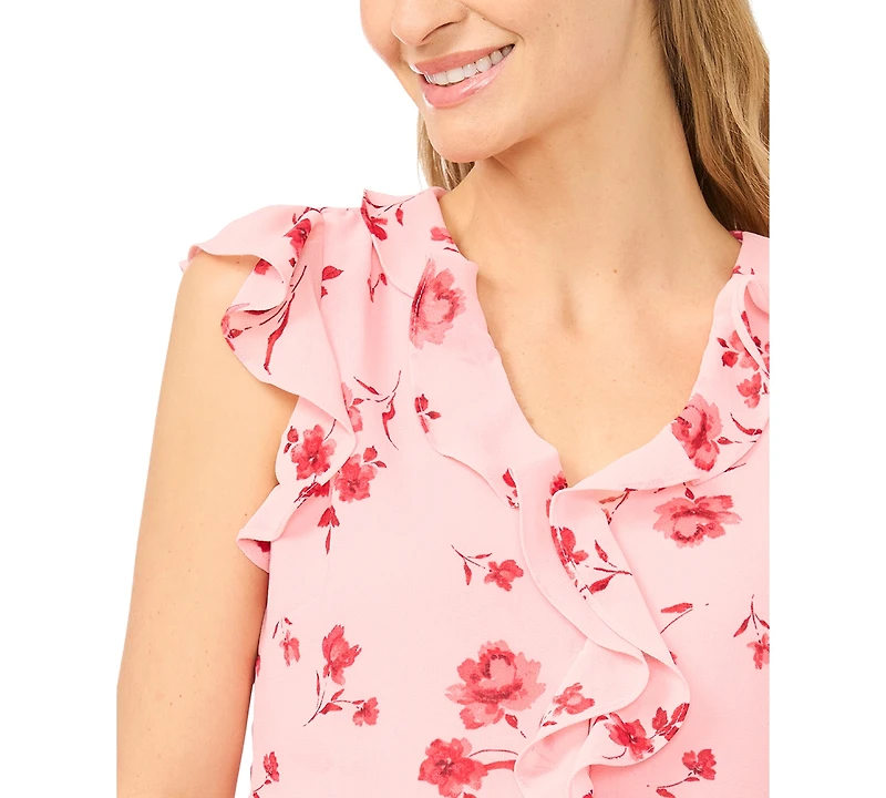 CeCe Women's V-Neck Ruffle Blouse