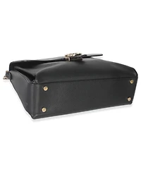 Pre-Owned Gucci Black Pebbled Calfskin Medium Interlocking G Flap Bag