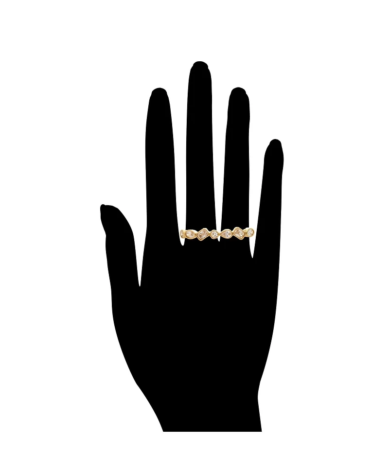 Rivka Friedman 18K Gold Plated Double Finger Cz Bezel Line Ring