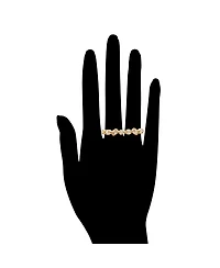Rivka Friedman 18K Gold Plated Double Finger Cz Bezel Line Ring