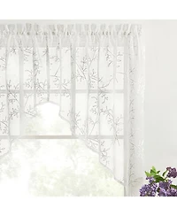 Ellis Curtain Brewster 100% Polyester Tailored Embroidered Sheer Rod Pocket Swag Pair 70" x 38"