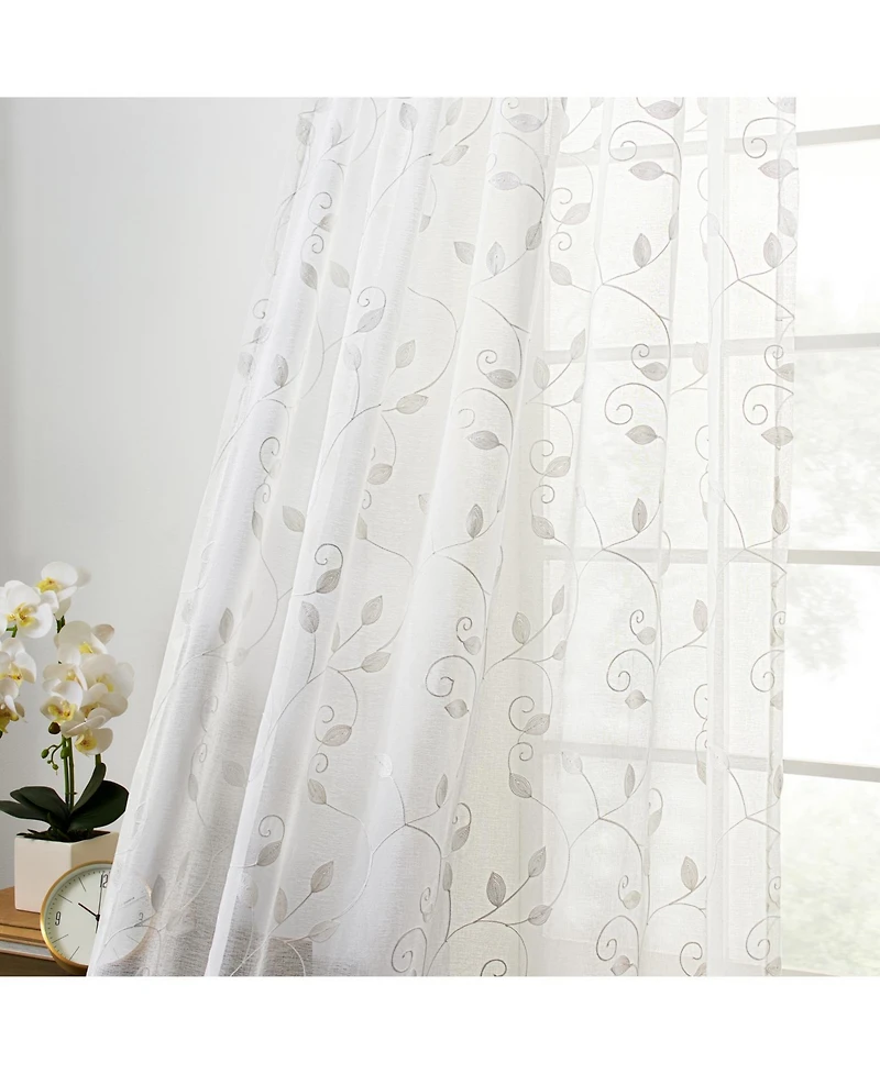Ellis Curtain Chatham 100% Polyester Embroidered Sheer Rod Pocket Tiers 70" x 24"