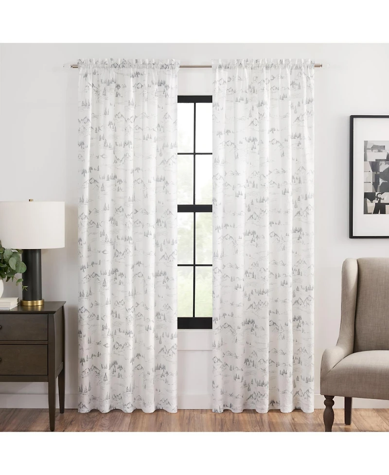 Ellis Curtain Mountain Vista 100% Polyester Tailored Rod Pocket Curtain Panels 48" x 84"