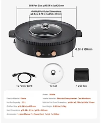 Ecooso Electric Hot Pot with Grill, Dual Temperature Control, Nonstick Pan, Serves