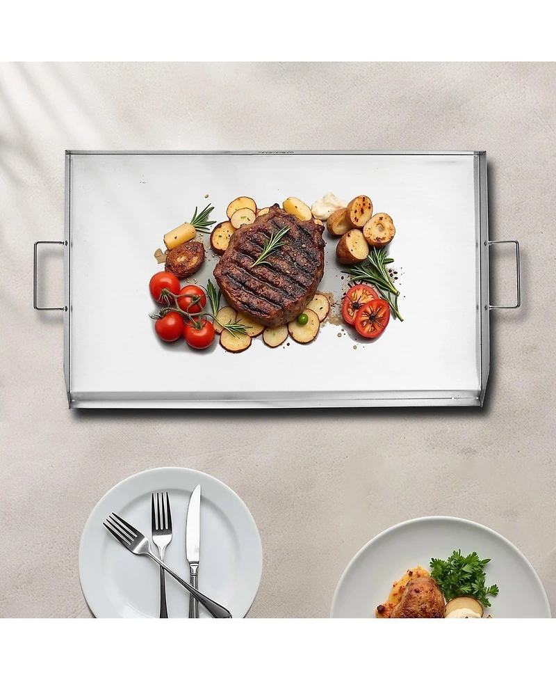 Ecooso Inch Stainless Steel Griddle Plate for Gas Grill with Handles
