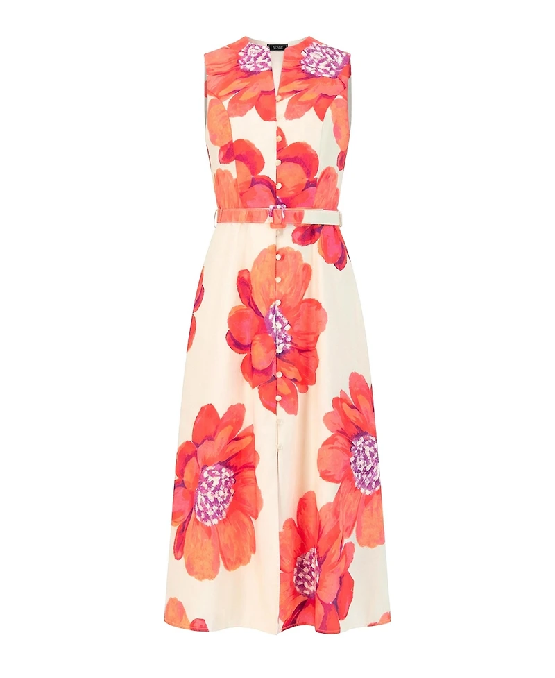 Ivonne Women's Printed Jacquard Sleeveless Midi Dress