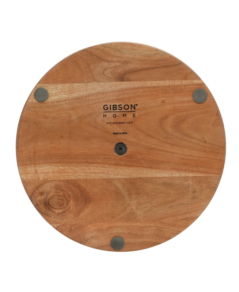 Gibson Home Gracious Dining 2-Tier Round Acacia Wood Serving Tray