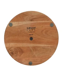 Gibson Home Gracious Dining 2-Tier Round Acacia Wood Serving Tray