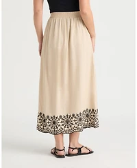 Ellen Tracy Women's Pull On Skirt with Scallop Embroidered Hem